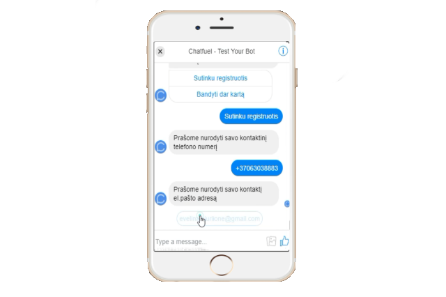 chatbot testas ir kontaktų rinkimas 2